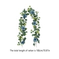 thumbnail image 3 of 5.9FT Artificial Eucalyptus Garland with Blue Dahlia Flowers, Faux Greenery Floral Vine, Realistic Leaf Garland for Mantel Table Runner Centerpiece, Wedding Arch Backdrop Party Home Decor, 3 of 6