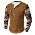 thumbnail image 3 of Miluxas Mens Distressed Henley Shirts Vintage Long Sleeve Shirts Casual Button Down V Neck T Shirts for Men Khaki, 3 of 4