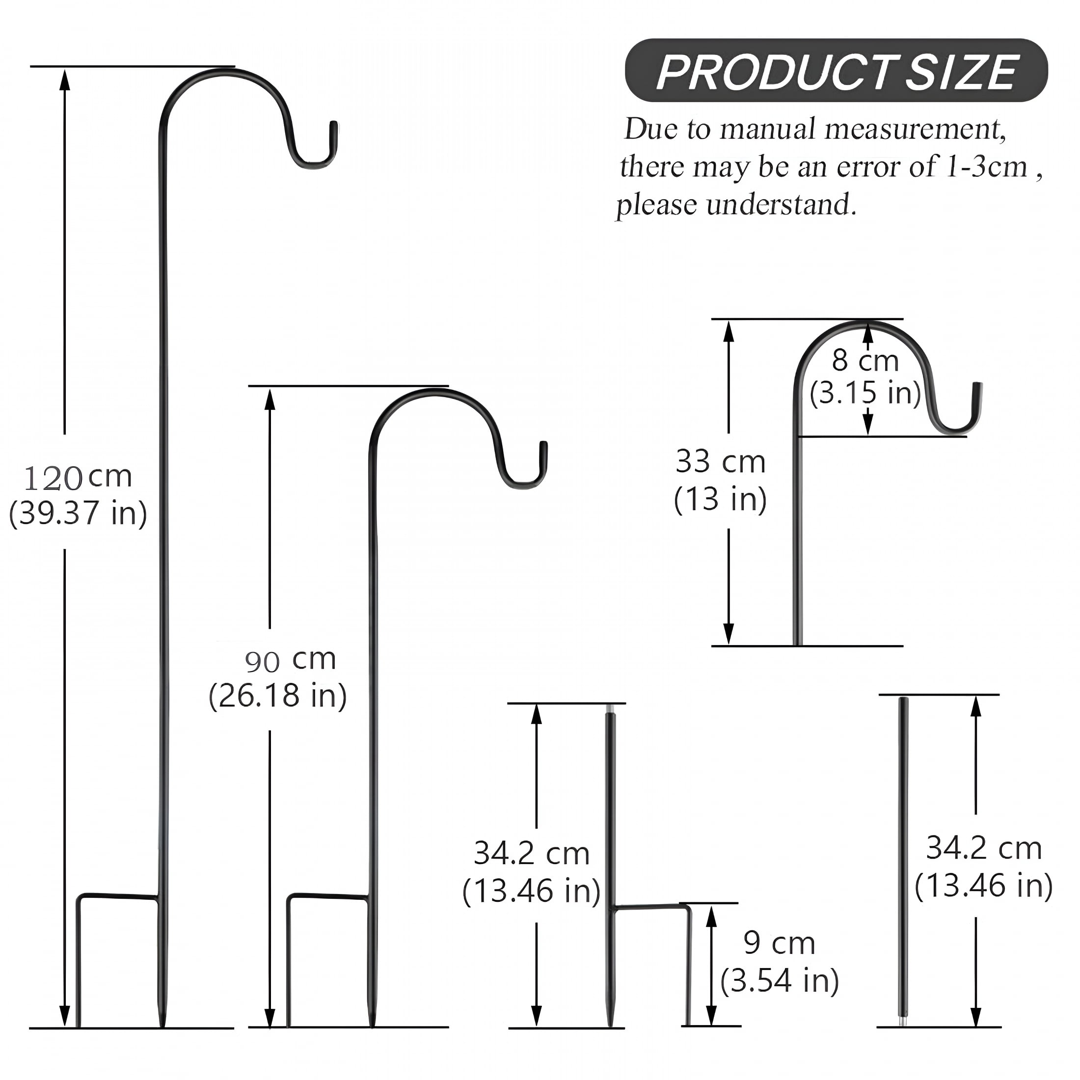 XIBUFE 2026 New Shepherds Hook for Garden,48/36In Tall - 1/2In Thick Hummingbird Bird Feeder Pole Hanging Plants Basket Hanger Light Solar Lantern Mason Jar Wind Chime Wedding Metal,Heavy Duty
