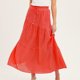 thumbnail image 1 of Falda De Verano Falda larga informal para mujer, traje de vacaciones de estilo bohemio de algodón de línea A (rojo L) Cgtredaw Para estrenar, 1 of 1