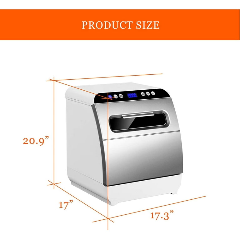 Kuppet Countertop Dishwasher Portable Dishwasher with 6 Place Setting 5 One Botton Control Washing Programme Vegetable Fruit Washing Air dry