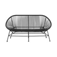thumbnail image 2 of Linon Tallie Outdoor Loveseat Handwoven Wicker Roping Steel Frame in Black, 2 of 9