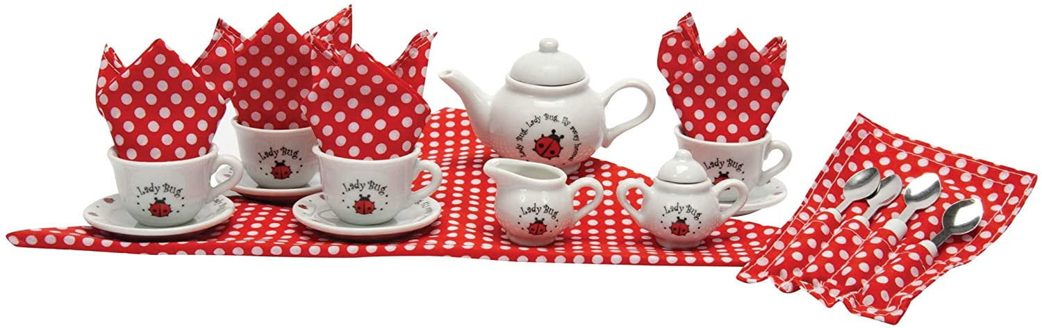 Details about / Doll and Wicker Picnic Basket Set with Mini Porcelain Tea Set for Two S8293