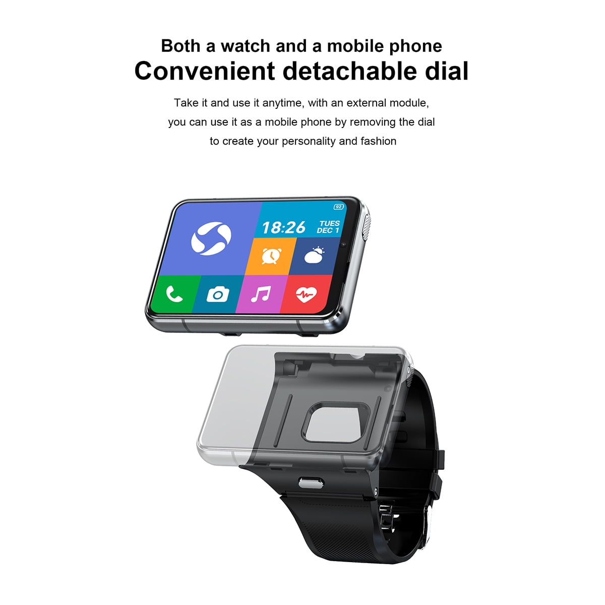 Rainbuvvy S999 4G Smart Watch 2.88 inch MTK6761 4GB+64GB Dual Camera 500W/1300W Built-in GPS WIFi 2300mAh Android 9.0 Big Screen Smart Watch