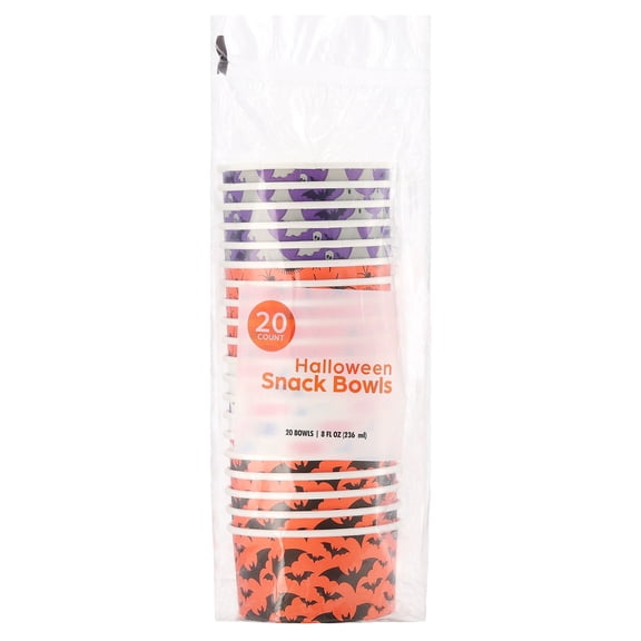 Sustainables Halloween Paper Snack Bowls, Multicolor, 8 oz, 20 Count