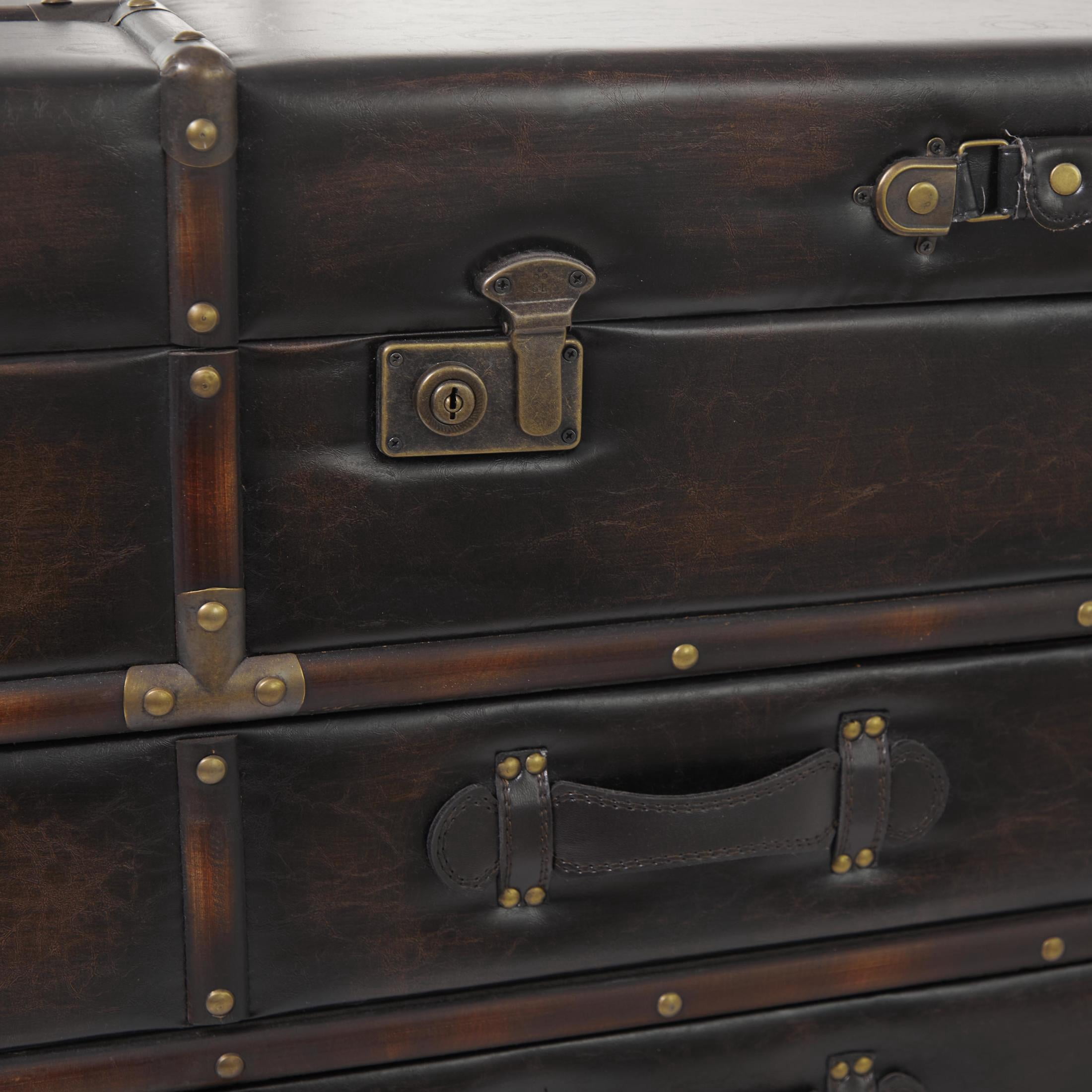 DecMode Vintage Wood Trunk Inspired Brown Coffee Table with Storage, 40"W x 21"H
