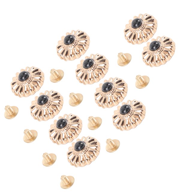 Botón Trasero De Rosca, Conchos Vintage Negro Turquesa Exquisita Flor Dorada De 10 Piezas Para Bolso Bolso