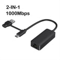 thumbnail image 2 of 2-in-1 1000Mbps Network Card USB Type-C to RJ45 Adapter USB 3.0 Network Card Converter for PC Laptop,1 * Type-C to RJ45 Adapter,Black, 2 of 7