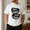 thumbnail image 6 of Bold Mouth Graphic Unisex Classic Fit T-Shirt, Black and White Print, 6 of 9
