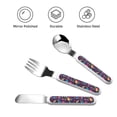 thumbnail image 3 of Salouo colorful Skull Retro Pattern 3 Pieces Toddler Utensils, Kids Silverware Set Stainless Steel Utensils for Kids Children Safe Spoons Forks & Knife Dishwasher Safe, 3 of 8