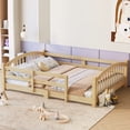 thumbnail image 2 of Full Montessori Floor Bed with Slats and Safety Guardrails, Solid Wood Floor Bed with Fence and Without Door, Easy Assemble Montessori Bed for Girls and Boys, Natural, 2 of 12