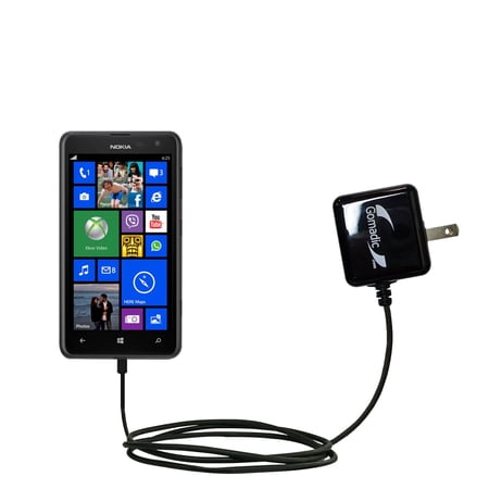 Gomadic Intelligent Compact AC Home Wall Charger suitable for the Nokia Lumia 625 - High output power with a convenient, foldable plug design - Uses T