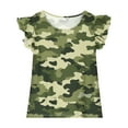 thumbnail image 3 of Piuwrlz Round Neck T-Shirts Children's Girls Short Sweatshirt Sleeve Shirt Top Army Green Size 8 Years, 3 of 8