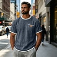 thumbnail image 7 of CCRFTGI Shirts for Men Short Sleeve Shirt Casual Crew Neck T-Shirts Fashion Loose Vacation Summer Mens Shirts with Pocket Navy S, 7 of 7