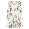 thumbnail image 3 of Flower Pattern Colorful Elegant Long Sleeve Dresses For Women Vintage Elegant Party Dress Oversized V-neck Dress S-8XL, 3 of 7