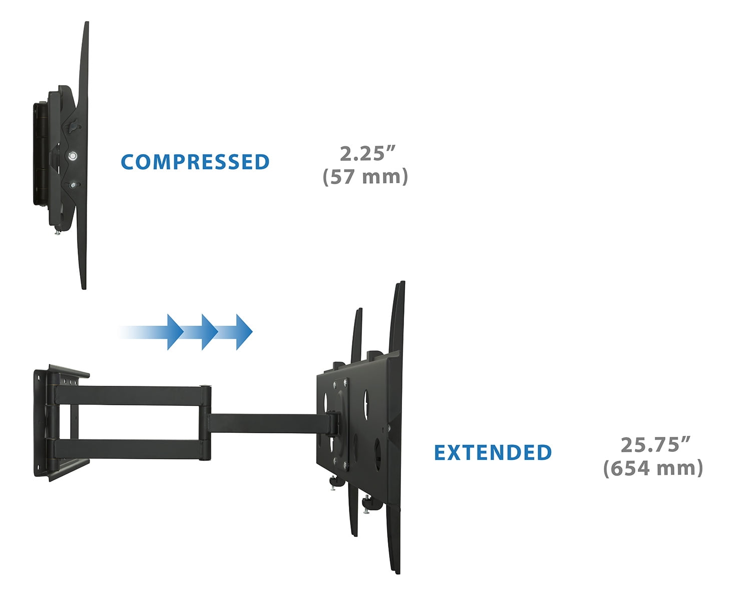 Mount-It! Full Motion Tv Wall Mount, Long Extension, Fits 55" to Max 70" Tv, Holds up to s220 lbs. Capacity