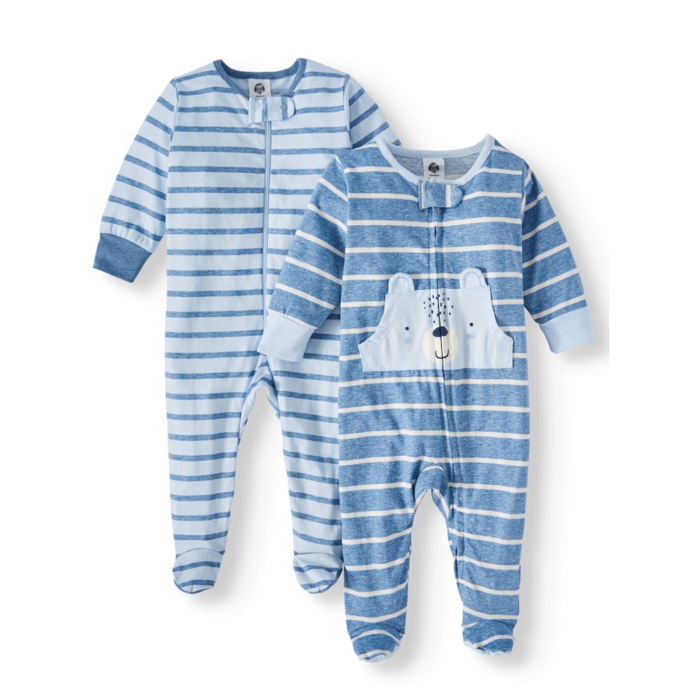 Gerber Gerber Baby Boy Organic Cotton Zip Front Sleep N Play Pajamas
