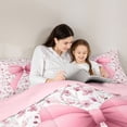 thumbnail image 6 of Feelyou Fashion Pink Bowknot Bedding Comforter Set for Girl, Spring Flower Floral Twin Comforter Sets, Bohemian Style Reversible Bedding Set, Breathable Home Decor, 2-Piece, 6 of 9