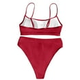 thumbnail image 5 of NINGMENG Bikinis for Women Summer Solid Color Spaghetti Strap Bra And Panty Set High Waisted Bottom Padded Two Piece Tankini Swimsuits For Women Activewear,Red,M, 5 of 5