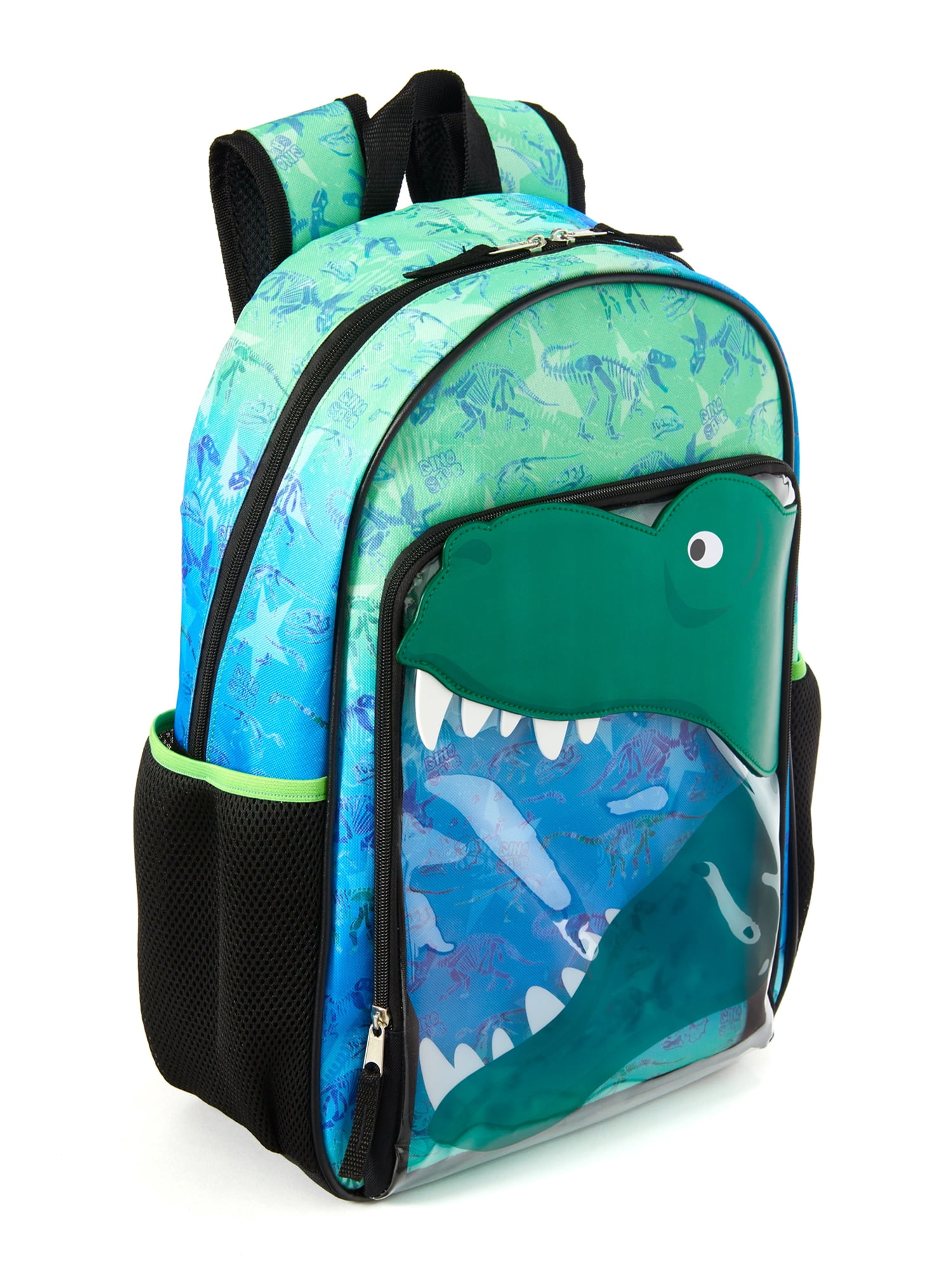 Schoolyard Vibes Dinosaur Boys 17" Ombre Stationary Kids Backpack, Green