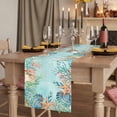thumbnail image 3 of Blue Coastal Cotton Linen Table Runner for Dining Kitchen, Summer Nautical Beach Coral Starfish Wedding Outdoor Party Tablerunners Decoration, Dresser Scarf Coffee Tablecloth Runners 13x70 Inches, 3 of 9