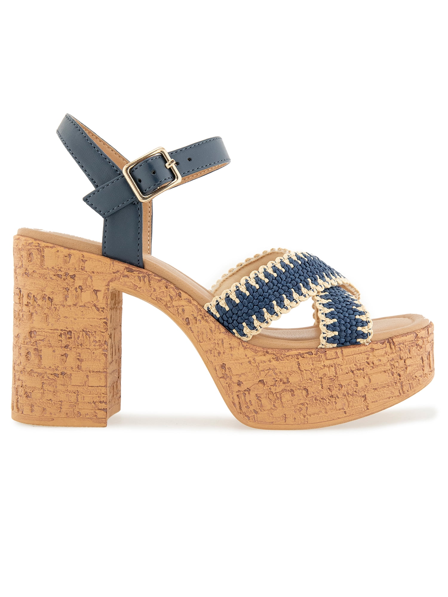 Kensie Women's Sanya Raffia Platform Heeled Sandal