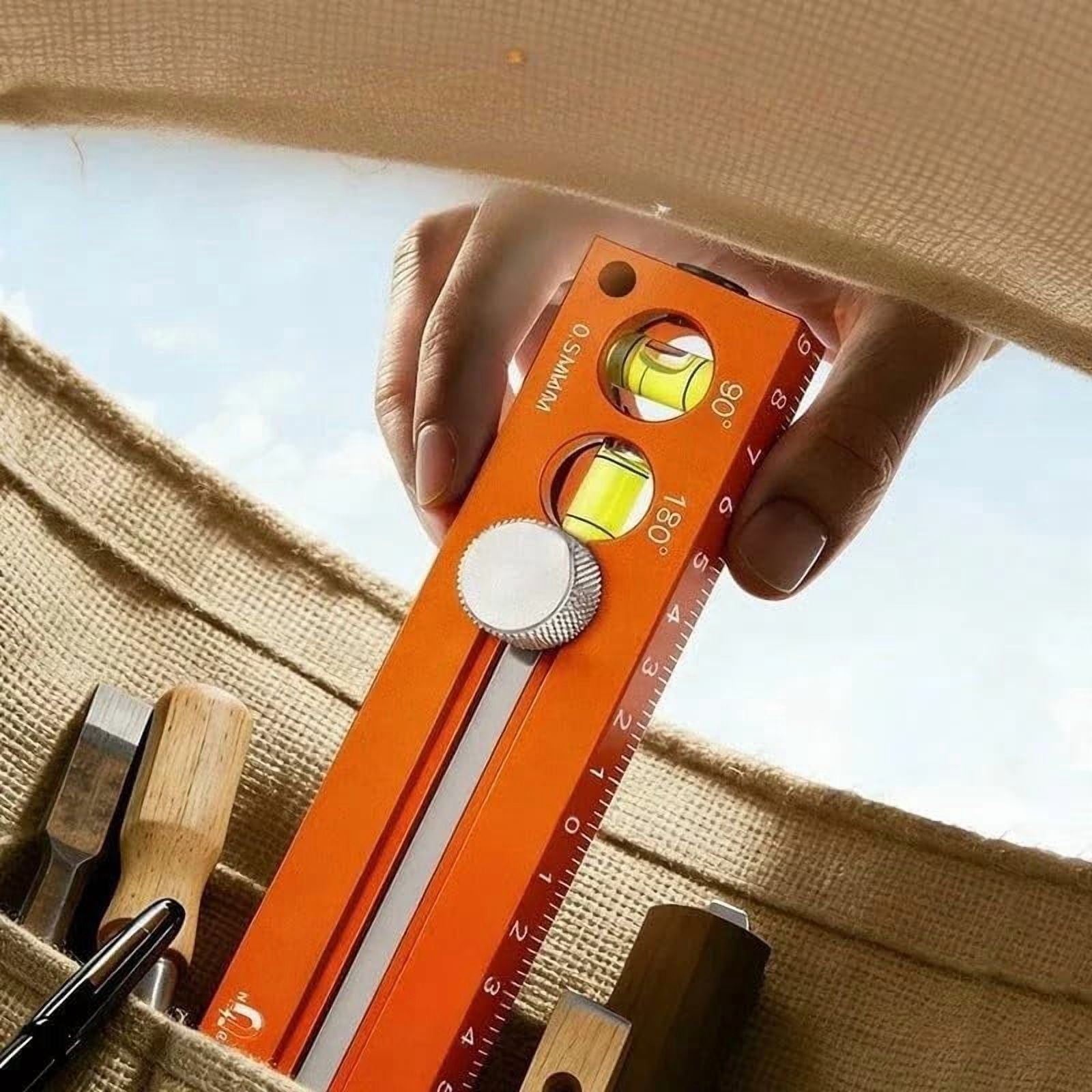 Multifunctional Marking Level Ruler, Adjustable Positioning Marking Protractor Tool, Multifunctional Depth Measuring Ruler with Angle Mark 90°-180°, Craftsman Angle Measure Tool (1PCS)