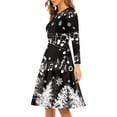 thumbnail image 2 of FKELYI Music Christmas Women Dress Size 2XL Comfortable Snowflake Forest Round Neck Swing Dress Loose Xmas Vacation Women Dresses Casual Midi, 2 of 4