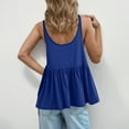 thumbnail image 7 of ZQGJB Women's Summer Flowy Tank Tops Loose Fit Sleeveless Strap Ruffle V Neck Shirts Babydoll Tunic Tank Peplum Tops Blue XL, 7 of 7