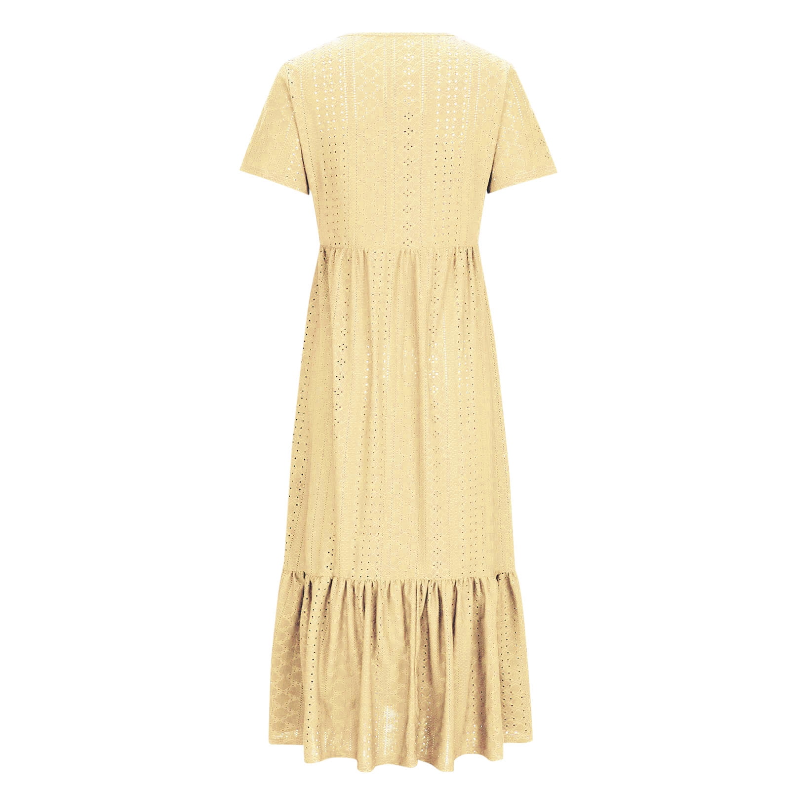 Sentmoon Semi Formal Dresses for Women Short Sleeve Solid Color Stretchy Wedding Guest Dress Summer 2026 Beach Regular Fit Crew Neck Plus Size Dresses for Curvy Women Yellow XXL