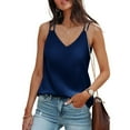 thumbnail image 4 of Tank Tops for Women Women's Summer Casual V-Neck Solid Color Silk Sleeveless Loose T-Shirt Tank Tops Tank Top Kagetolytai Blue 4XL, 4 of 4