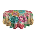 thumbnail image 5 of Pioneer Flower Floral Print Pattern Round Tablecloth 60"x60",Wrinkle Wipeable Table Cloth for Kitchen Dining Room Picnic Patio Party, 5 of 6