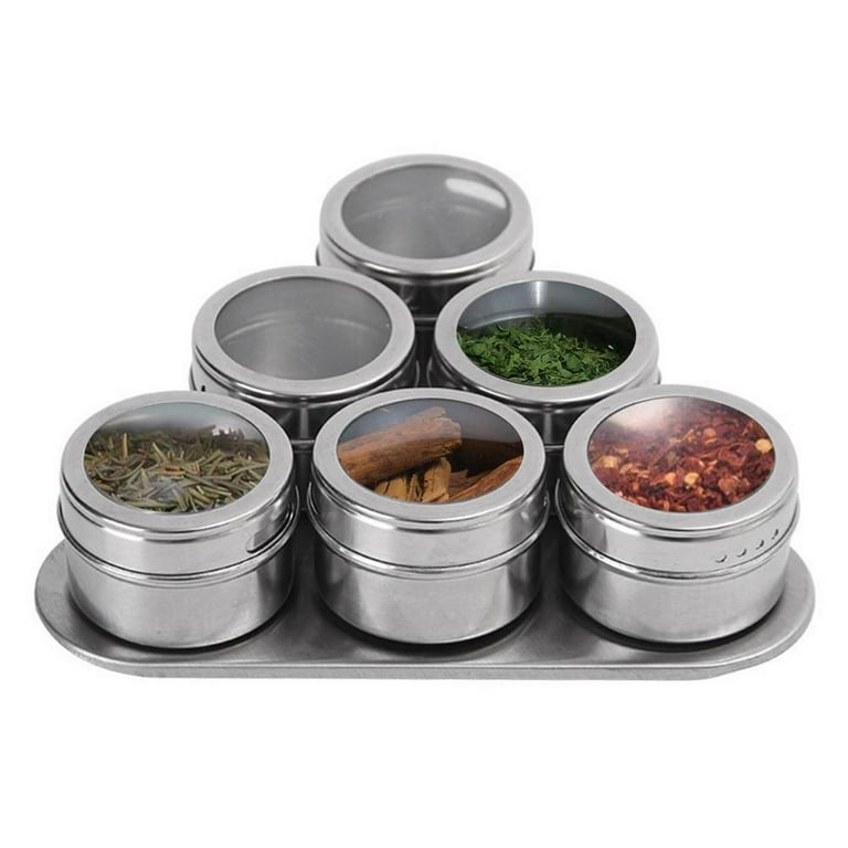 Tohuu Magnetic Seasoning Containers Magnetic Spice Tins with Clear Top Lid  6pcs Magnetic Spice Containers Organizer Storage Condiment Jar Sift And  Pour efficiently 