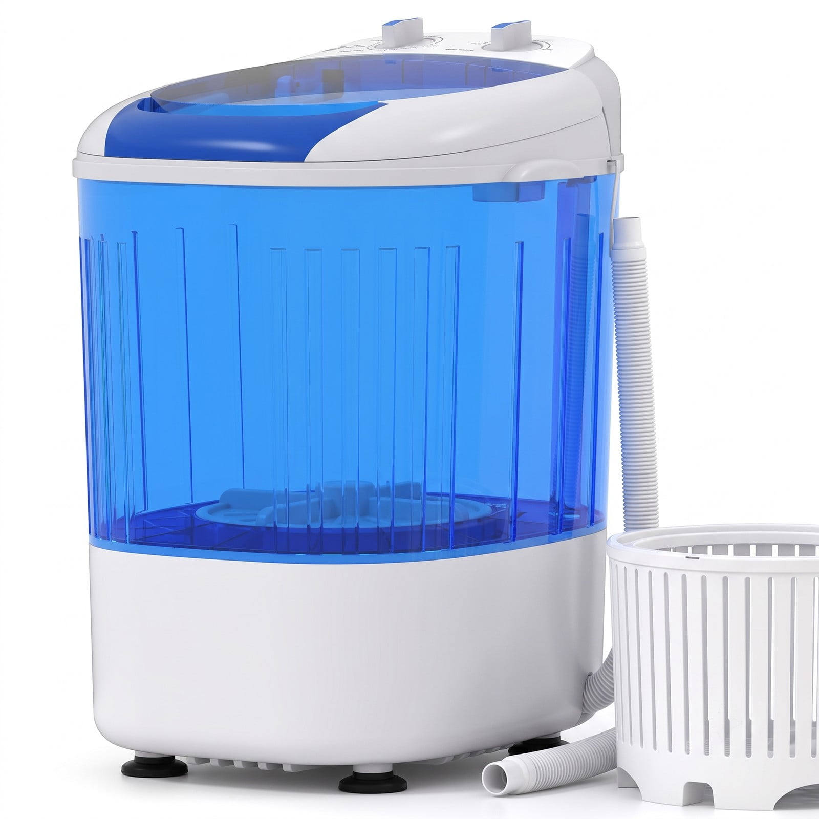 RUIE Portable Mini Semi-Automatic Washing Machine with Spin Dryer Tub, Drain Hose and Inlet Hose Kit, 5.5 lbs Compact Top Load Laundry Washer for Apartment Dorm, Blue