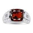 thumbnail image 1 of RYLOS Cushion Shape Checker Top 12MM Garnet Color Stone & Diamonds Set in Sterling Silver Size 13, 1 of 6
