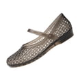 thumbnail image 2 of Jelly Mesh Ballet Flats for Women Fishnet PVC Clear Hollow Jellies Sandals Comfortable Beach Ballerina Flats Shoes Black 8.5, 2 of 7