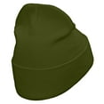 thumbnail image 3 of RV Camper Trailer Embroidered 12 inch Acrylic Cuffed Long Beanie - Olive OSFM, 3 of 5