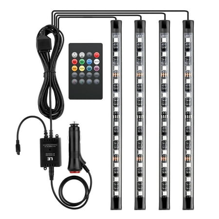Lighting EVER RGB 12 LED Strips 8 Colors Remote Control Car Interior Floor Atmosphere Light 4 (Best Car Interior Color Combinations)