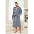 thumbnail image 4 of U2SKIIN Mens Fleece Hooded Robe, Soft Lightweight Bathrobe Long Plush Loungewear,(Dark Grey,S-M), 4 of 5