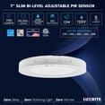 thumbnail image 7 of LUXRITE 7 In. LED Flush Mount Light + PIR Motion Sensor, 13W, 1100LM, 5CCT, Dimmable CRI90 Title 24 Compliant ETL 2 Pack, 7 of 7
