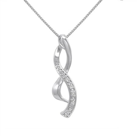 Journey Diamond Infinity Pendant - Necklace in Sterling Silver ( 18 Box Chain)