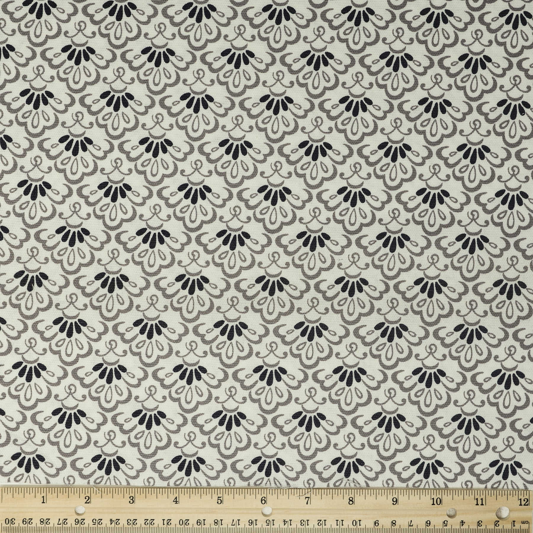 Waverly Inspirations 100 Cotton Duck 45 Width Scallop Print Grey Color Sewing Fabric By The 3946