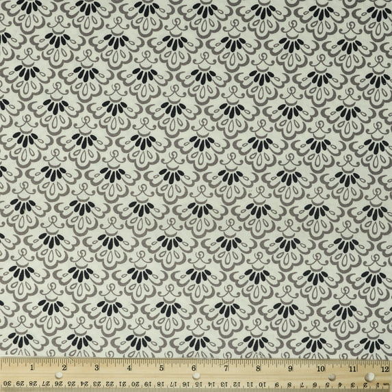 Waverly Inspirations 100% Cotton Duck 45" Width Scallop Print Grey Color Sewing Fabric by the Yard