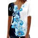 thumbnail image 1 of Tops de Algodón para las Mujeres Impreso en V-Cuello Botón Arriba Blusa de Manga Corta, Ligera Imitación Top Casual, 1 of 5