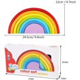 thumbnail image 3 of Wooden Rainbow Stacker Nesting Puzzle Blocks - Tunnel Stacking Game Building Creative Color Shape Matching Jigsaw Learning Toy Set Board Early Development Gift for Kids Boy Girl, 3 of 7