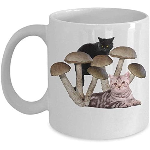 Mushroom Cat Mug (White) - This Shroom Cat Coffee Mug Cup is The Perfect Cat Gift Mug Cat Merchandise - Funny Cat Mug - Feline Coffee Mug - Mush