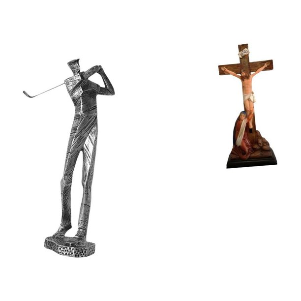Figura de golfista,Estatua de golfista de resina,figura de golfista,decoración del hogar,Estatua católica,Estatua de la Virgen María Figura Colección Religiosa,Figura de la cruz de Jesús
