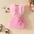 thumbnail image 2 of LIUJUNSHOP Toddler Baby Girl Summer Outfits Pearl Flower Short Sleeve Shirt Tank Tops+Skirt Pink 9-12 Months, 2 of 6