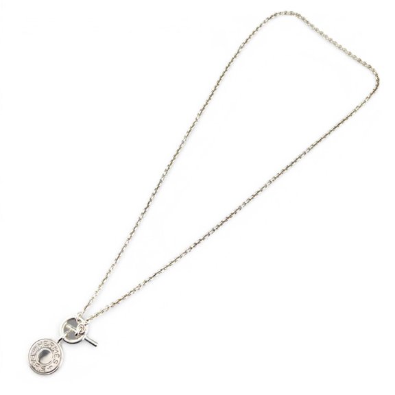 Pre-Owned HERMES Amulette Sellier Ex-Libris Pendant Necklace, 40cm, AG925 Silver, Weight 9.8g,...