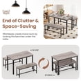 thumbnail image 4 of 3 Piece Dining Room Table, Kitchen Dining Table Set with 2 Benchs for Apartment Breakfast Nook and Samll Space, Grey, 4 of 10